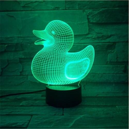 Cartoon 3D Night Light Cute Duck Animal Multicolor Remote Touch Button Led Lighting As Kids Christmas Toys Gifts 559