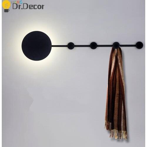 Nordic Wall Lights Clothing Cap Rack LED Wall Lamp Round Iron Aisle Door Locker Bedroom Room Wall Light Home Decor Wall Lights
