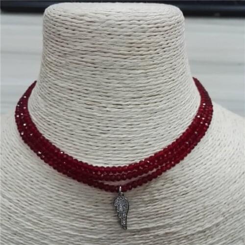 New trendy 3 rows black wine red green cinnamon grape violet bead cz charms 31 to 36cm adjustable women pendant necklaces gift