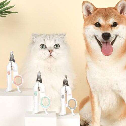 Pet Dog Scissors Nail Trimmer Cut Nail Pet UV LED Light Cutter Trimmer Grooming Stainless Steel Cleaning Nail Clippers