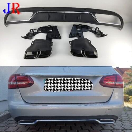 Cool to enviable For Mercedes Benz C-Class W205 Bumper Diffuser Lip with Exhaust Administrative version 2015 2016 2017 2018