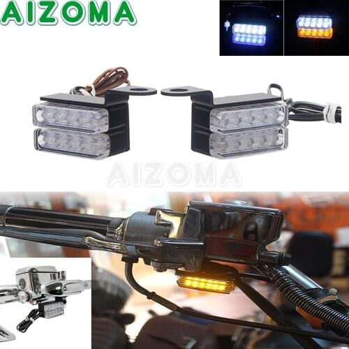 Pair Motorcycle Dual LED Mini Turn Signal Indicators Light Blinker Flasher For Harley Dyna Fatbob Beakout Sportster Touring