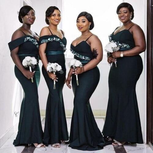 Aso Ebi Mermaid Bridesmaid Dresess With Spaghetti Straps Appliques Plus Size Maid Of Honor Dress Women Wedding Party Vestidos