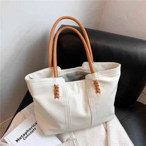 Simple Design Soft PU Leather Tote Bags For Women Large Capacity Work Shoulder Bags For Office Ladies High Quality Shopper Bags