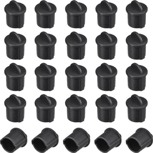 Uxcell 20pcs Silicone BNC Anti-Dust Stopper Cap Cover for Female Jack Black Inside Install Dia 9.5 mm - 11 mm