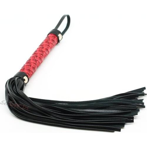 Smspade 39cm red PU faux leather 100% handmade bondage spanking flogger whip sex toy adult product online store