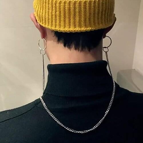 Hip-pop Stainless Steel Earrings Round Chain Hoop Earrings For Women And Men Fashion Jewelry Accessories