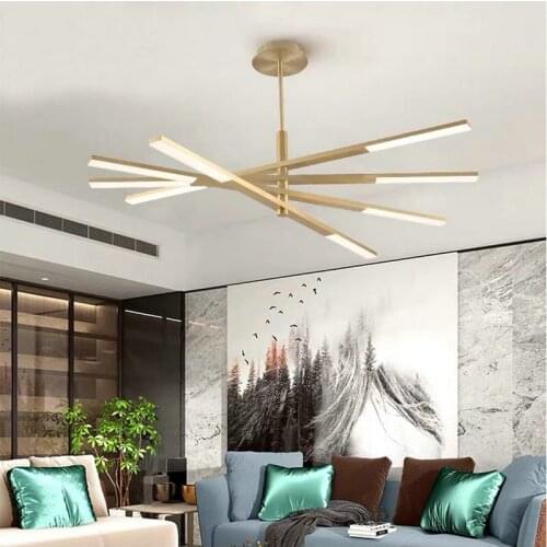 Modern Luster Multiple Long Rod 4/6/8 Head Metal Chandelier For Bedroom Living Dining Room Office Indoor Decor Home Lighting