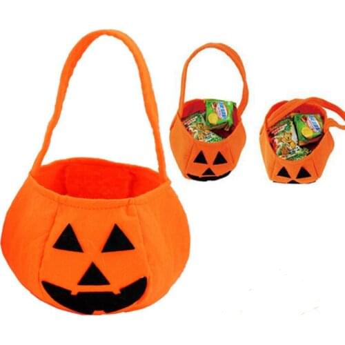 Smile pumpkin bag kids candy bag children handbag Halloween birthday party trick or treat supplies LX4765