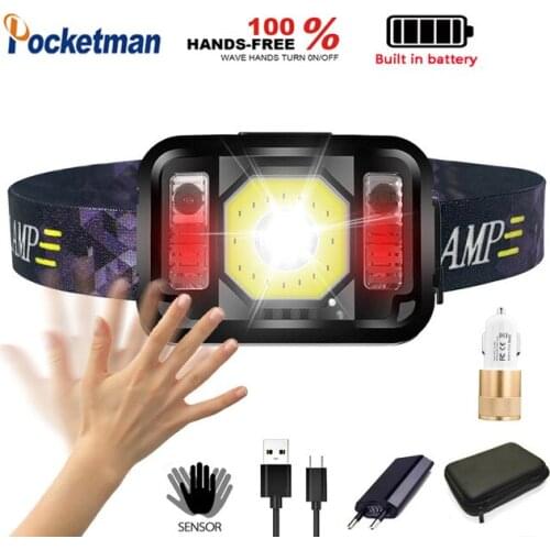 10000Lumen LED Headlamp 3 Light Source Motion Sensor Tactical Torch Head Head-mounted Long Battery Best Headlamps for Camping