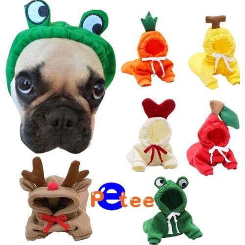 Warm Dog Winter Clothes Cute Fruit Dog Coat Hoodies Fleece Pet Dogs Costume Jacket for French Bulldog Chihuahua Ropa Para Perro