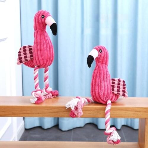 Fun Pet Toy Flamingo Donkey Shaped Corduroy Chew Toy for Dog Puppy Squeaker Squeaky Plush Bone Molar Toy Training Dog Supplies