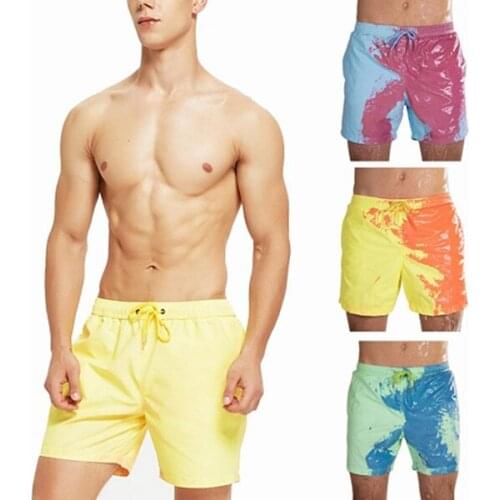 Magical Change Color Beach Shorts Summer Men Swimming Trunks Swimwear Quick Dry Bathing Shorts Swimsuit Quick Dry Pants Surfing