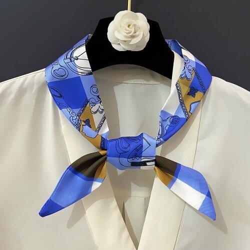 2020 Spring Design Belt Striped Skinny Scarf Women Luxury Brand Bag Scarves Neck Silk Scarf For Ladies Foulard Hair Headband