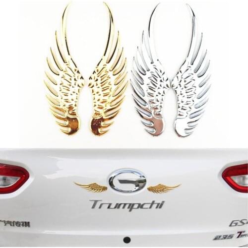 1 Pair Car Styling Fashion Metal Stickers 3D Wings Car Sticker Car Motorcycle Accessories Gold/silver