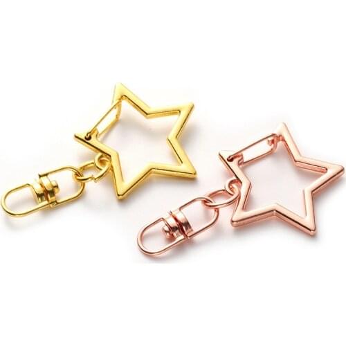 10pcs/lot Lobster Clasp Cute Star Pentagram Hollow Key Chain Key Ring Keychain DIY Jewelry Making Accessories Wholesale