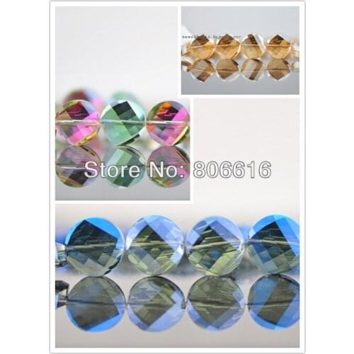 14MM 114Pcs Twisted Round Flat Shape Glass Crystal Lampwork Loose Bead Jewelry Beads Jewelry Accessories