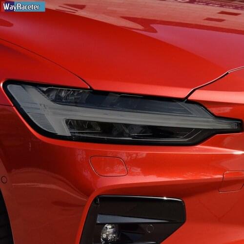 2 Pcs Car Headlight Protective Film Vinyl Protection Transparent Black TPU Sticker For Volvo S60 V60 2019 2020 Accessories