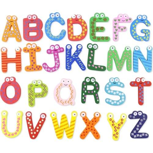 26 Alphabet Wooden Colorful Cartoon Fridge Magnets Fridge Magnetic Letters Stickers Cute Magnetic sticker Child Educational Toy