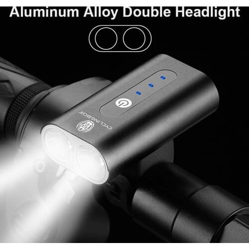 600LM Super Bright Bicycle Light 2*T6 LED Bike Front Light USB Rechargeable MTB Head Lamp 1500mAh Waterproof Cycling Headlight