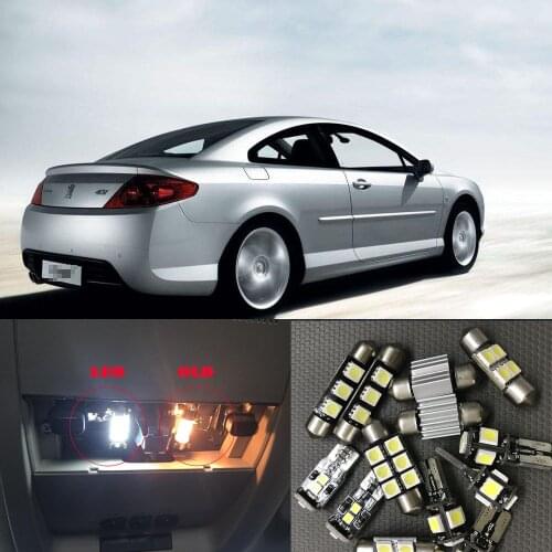 7pcs free shipping Error Free Car LED Interior Light Kit Package for Peugeot 407 accessories 2004-2010