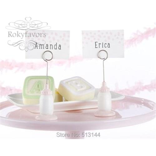 FREE SHIPPING 24PCS Baby Bottle Place Card Holder Baby Shower Birthday Party Table Decoration Favors