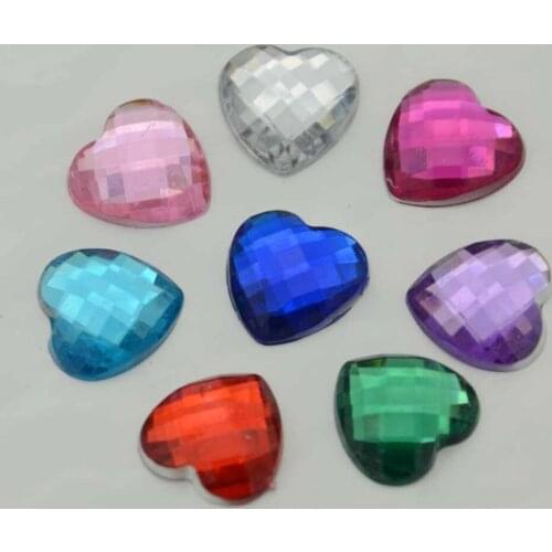 BOLIAO 60Pcs 12mm AB Color Heart Shape Acrylic Flatback Rhinestones on Fit Craft/Clothes Phone Home Holiday Decoration