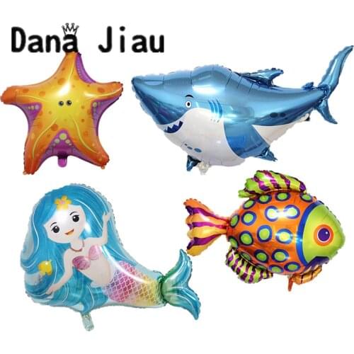 Big Ocean Animal Balloons Shark Dolphin Mermaid Birthday Party Decoration Holiday Balloon Baby Shower Inflatable Fish Ball
