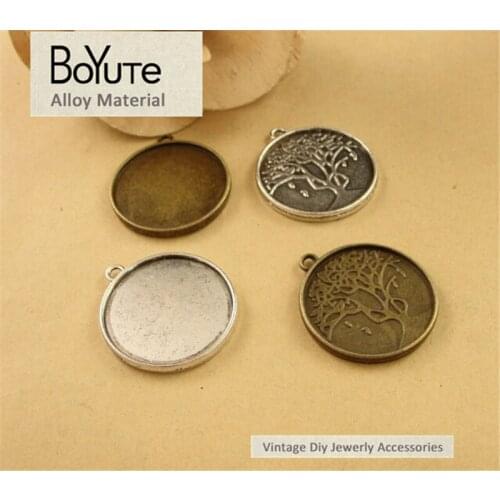 BoYuTe (50 Pieces/Lot) 20MM Cabochon Base Antique Bronze Silver Plated Metal Tree Plated Tray Pendant Diy Jewelry Accessories