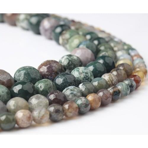 LanLi 4/6/8/10/12mm Cut Surface India to spend Agates natural stones Loose Beads DIY Fashion bracelet necklace