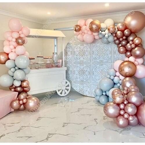 Wedding Birthday Party Decor Double Maca Gray Rose Gold Latex Balloon Garland Arch Holiday Event Backgound Baby Shower Decor