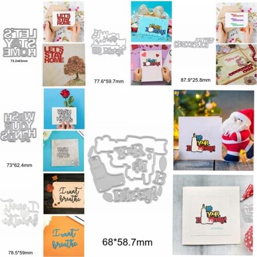 Happy Birthday Wash Your Hands Letter Words Sentence Metal Cutting Dies DIY Scrapbook Craft Decorate Cards Embossing Paper Die