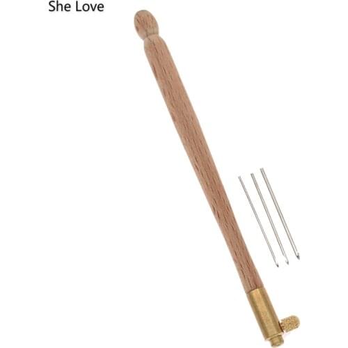 Chzimade Wooden Handle Tambour Hook Embroidery Crochet DIY Handmade Leather Tool Cone Needle Repair Shoes Leather Craft