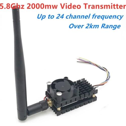Over 2Km Range 5.8Ghz 2W FPV Wireless Transmitter TS582000 5.8G 2000MW 8CH Video AV Audio Sender