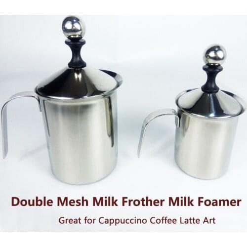 Double Mesh Milk Frother Foamer Milk Creamer Stainless Steel 400Ml 800ML