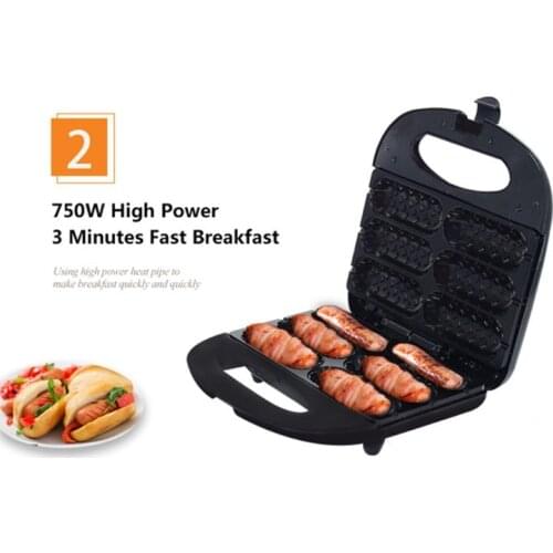 750W Electric Hotdog Baker Waffle Maker Grill Press Plate Breakfast Waffle Machine Easy cooking