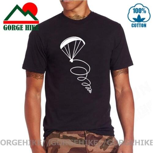 GorgeHike New Fashion Male T-Shirt Parachute Jumping Paragliding Pilot Design Printed T Shirts Men Cotton Short Sleeve Tees Tops