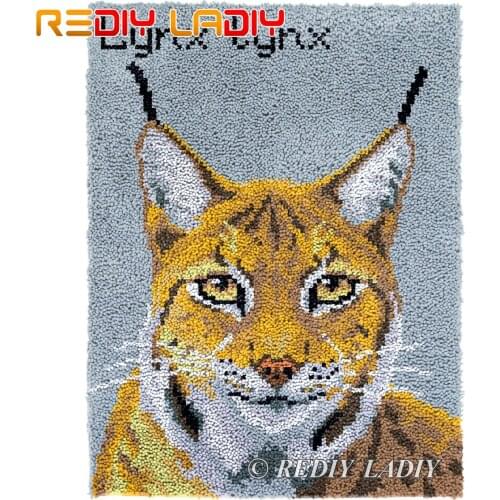 Latch Hook Rug Wild Cat Animals Plush Wall Tapestry Kits DIY Carpet Rug Chunky Yarn Crafts Crochet Floor Mat Home Decor 61*81cm