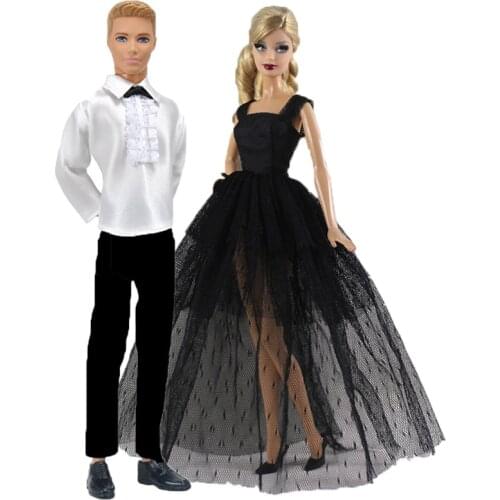 1 Set Doll Ken Clothes Boyfriend Ken Doll Couple Clothes Black Weddiing Dress Party Ken Suit Outfits for 30cm Doll Accessories