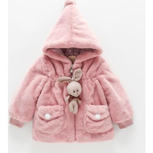Autumn Winter Baby Girls Jacket Keep Warm Hooded Plush Christmas Coat Fashion Windbreaker Outerwear Birthday Party Kids Clothes