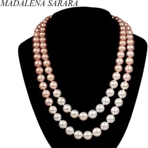 MADALENA SARARA 9-12mm AAA Freshwater Pearl Necklace Colorful Natural Micro Flaw Perfectly Round Two Line Women Luxury Jewelry