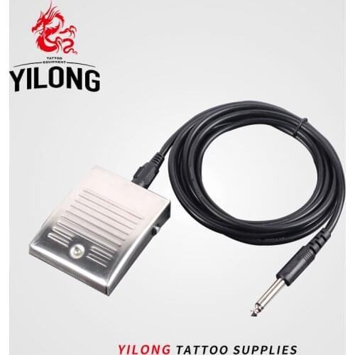 YILONG 1pcs Newest Skull Tattoo Foot Switch Stainless Steel Tattoo Pedal With Cord Clip For Tattoo Machine Free Shipping
