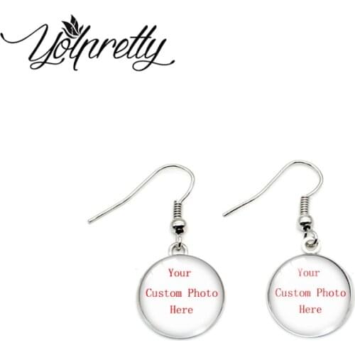 2021 New Fashion Customed Photo Fish Hook Earrings Personalized Jewelry Dangle Earrings OMG