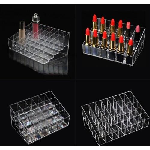 Transparent Cosmetic Storage Box 24/36/40 Grid Display Stand Makeup Organizer Desktop Jewelry Collection Case Holder