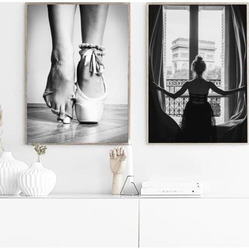 Black and White Window Girl Ballerina Posters Print Ballet Dancer Canvas Painting Wall Art Picture For living Room Nordic Prints