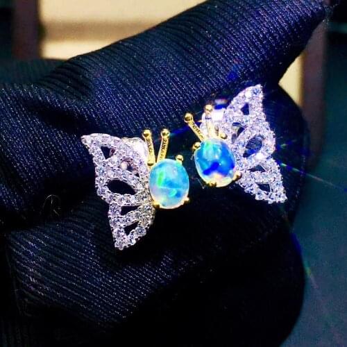 Lovely butterFly Opal earring Free shipping Nature real opal 925 sterling silver Fine jewelry