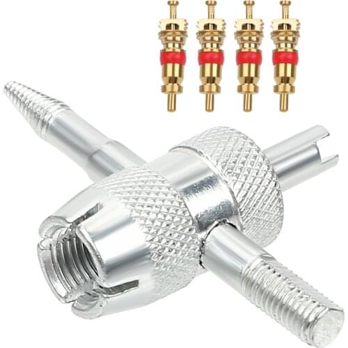 LEEPEE 4 in 1 Tire Valve Stem Removal Tool 4pcs Copper Valve Core Valve Stem Puller Tyre Cleaning Tool Car Tire Repair Tools