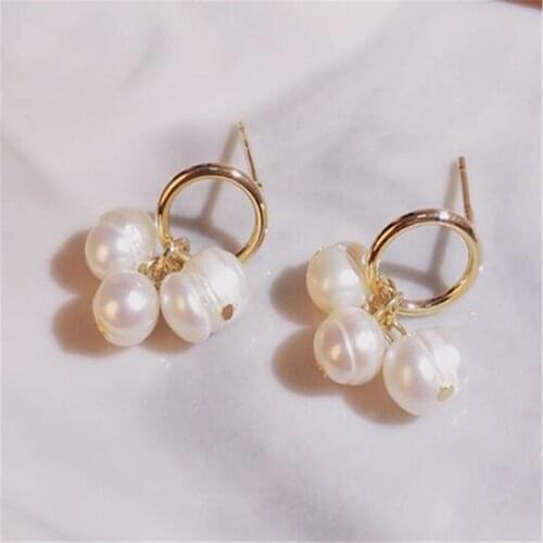 1 Pair White Baroque Pearl Earring 18k Circle Ear Stud Gift Cultured Accessories Dangle Flawless Irregular Natural Mesmerizing