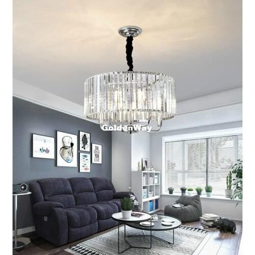 Modern Crystal Vintage Retro Nordic Pendant Lights D50cm H30cm Crystal Lampshade Lighting Hanging Light Fixture Home Decoration
