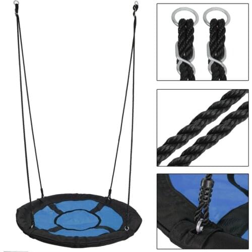 Outdoor Swing 40" Diameter UFO Round Oxford Detachable Tree Swing with Safety PE Rope-blue Hammock